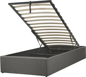Beliani Cama con somier de poliéster gris oscuro 90 x 200 cm sin cabecero almacenaje Dinan