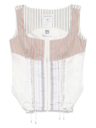 Marine Serre Regenerated gestreepte top - Wit