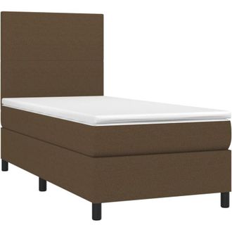 vidaXL Vidaxl - Cama Box Spring Con Colch&oacute;n Tela Marr&oacute;n Oscuro 90x190 Cm