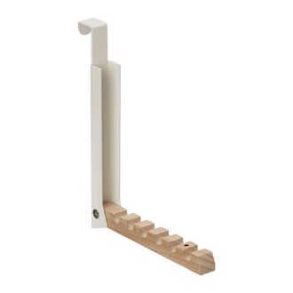 Relaxdays Relaxdays - Set 10 Colgadores Plegables Puerta, Gancho Con 6 Ranuras Perchas Ropa, Perchero Metal Y Madera, 21 X 2,5 X 18 Cm, Crema
