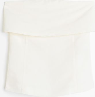H&M Bandeau-Top aus Leinenmix - White