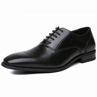 Generic Dress Oxford for Men Lace Up Cap Toe Vegan Leather Rubber Sole Non Slip Low Top Prom(6.5 UK) Black