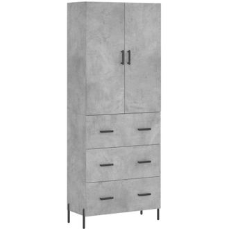 vidaXL Aparador alto madera contrachapada gris hormigón 69,5x34x180 cm vidaXL