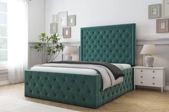 Comfort Beds Winchester Plush Bed Frame With Mattress-50 Upholstered in Emerald | Size: Single