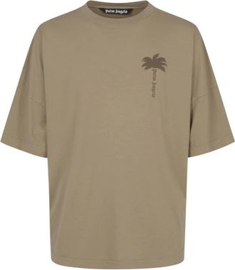 Palm Angels Tops, Heren, Beige, S, Palms Over Tee
