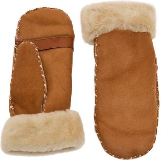 Agnelle Agnelle Alix Shearling-lined Suede Gloves - Tan - 2 (M/L)
