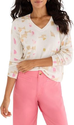 Nic+Zoe Mod Mix V-Neck Sweater in Cream Multi at Nordstrom, Size Xx-Large