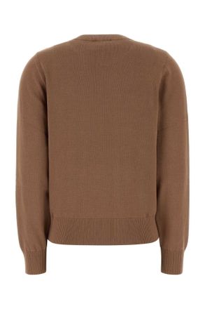 Ganni Womens Biscuit Cotton Sweater Camel Exterior: Organic Felpe