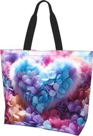 Generic Heart Made Of Flowers Women Handbag Large Capacity Shopping Bag Portable Shoulder Bags For Camping Ladies Yoga
