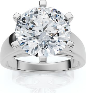 Pompeii3 Certified 3 Ct Diamond Solitaire Engagement Cigar Ring 14k White Gold Lab Grown