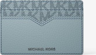 Michael Kors Hudson Pebbled Leather and Signature Logo Money Clip Card Case