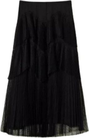 Twinset Tule Lange Rok met Kant Details - Dames - Midirokken - Zwart - L - Tule - Rokken