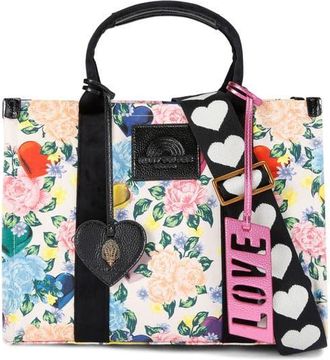 Kurt Geiger Southbank Floral Canvas Tote in Charcoal at Nordstrom