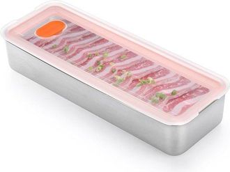 No Brand Adecuado Para La Tapa Del Contenedor De Tocino. Organizador De Refrigerador Apilable De Acero Inoxidable 304 Para Carne, 26,5 X 10 X 4,6 Cm