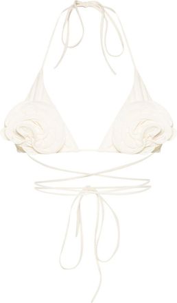 Magda Butrym floral-appliqu&eacute; bikini top - women - Polyamide/Spandex/Elastane - 36 - Neutrals