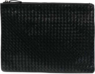 Dragon Diffusion Zwarte Leren Gevlochten Toprits Tas - Dames - Clutches - Zwart - ONE Size - Leer - Tassen