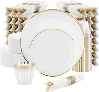 Elama 350Pc Disposable Plastic Dinnerware Party Set