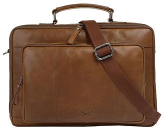 Sansibar Aktentasche SANSIBAR, Herren, Gr. B/H/T: 39cm x 28cm x 5cm onesize, braun (cognac), Leder, leicht gl&auml;nzend, unifarben, Taschen Aktentasche, echt Leder