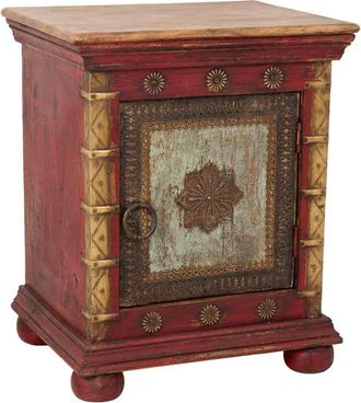 Wanderlust Deco Mesita de noche de madera roja 50x40x59