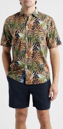 Tommy Bahama Tortola Jungle Trek Short Sleeve Button-Up Shirt in Olive Tree at Nordstrom, Size Xxx-Large