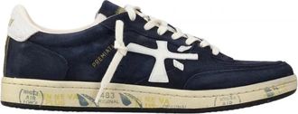 Premiata Blauwe su&egrave;de sneaker met witte details - Heren - Sneakers - Blauw - 40 EU - Su&egrave;de - Schoenen