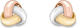 Jewelco London 9ct 3 Colour Gold Russian Love Knot Stud Earrings - ERNR02717