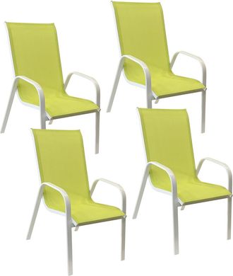 Happy Garden Pack De 4 Sillas Marbella En Textileno Verde Aluminio Blanco