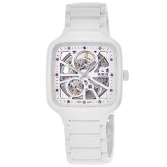 Rado True Square Automatic Open Heart White Dial Ceramic Unisex Watch R27073712
