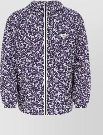 Prada floral hooded nylon windbreaker