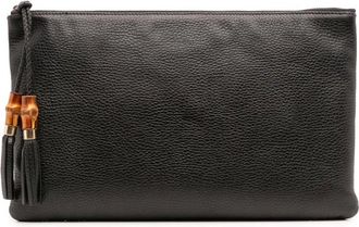Gucci Pre-owned Clutches, female, Black, Size: ONE SIZE Pre-owned Leather Zip Pouch