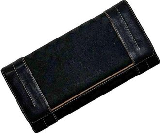 Celine Black Canvas Leather Long Wallet (Bi-Fold) (Pre-Owned)