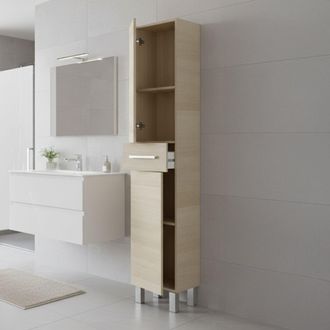 Dmora Dmora - Columna De Ba&ntilde;o Wilmington, Mueble De Pared Para Ba&ntilde;o Con 2 Puertas Y 1 Caj&oacute;n, Armario Alto, 35x31h182 Cm, Roble, Con Embalaje Reforzado