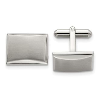 Diamond2Deal Stainless Steel Brushed and Polished Rectangle Cufflinks