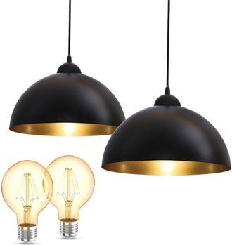 B.K.Licht Lampada a sospensione di design nero-oro Lampada a sospensione da cucina incl. lampadina E27