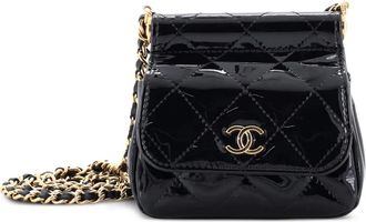 Chanel CC Frame Flap with Chain Quilted Patent clutch bag - Zwart