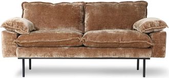 HKliving Retro 2-Sitzer Sofa, Samt Cord, aged gold