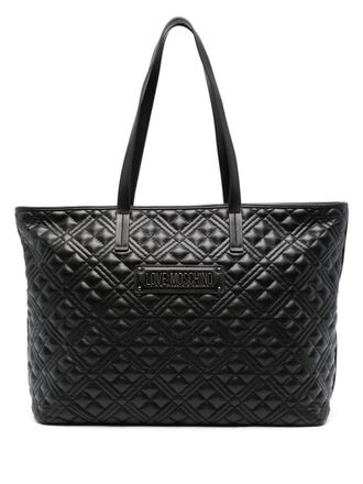 Love Moschino logo-plaque quilted tote bag - women - Polyurethane - OS - Black