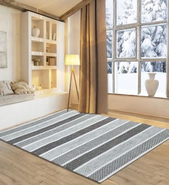 My Home Wollteppich »Diemlern« rechteckig 10 mm Höhe Handweb Teppich, reine Wolle, gestreift, modernes Design, Wohnzimmer