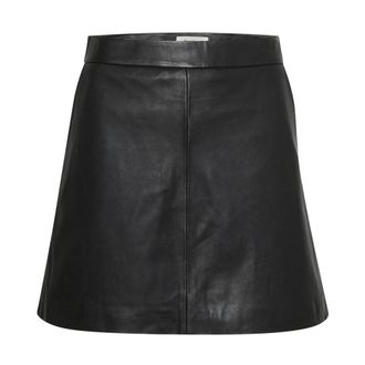 Part Two Leather Skirts, female, Black, Size: S Black Leather A-line Skirt LingPW