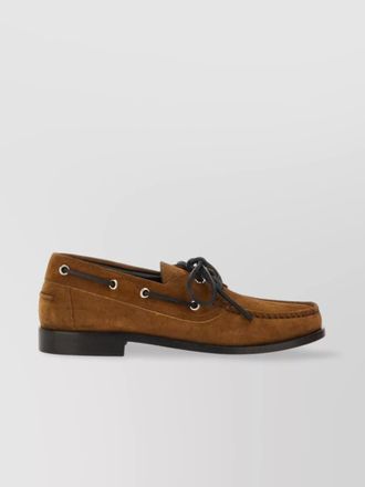 Aeyde eyelet lace loafers rubber sole suede finish