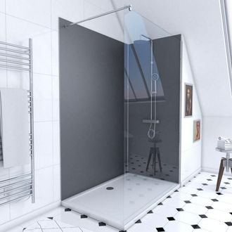 Aurlane Pack Ducha 90x120 - Paneles Murales Gris/cromato + Plato + Mampara 8 Mm