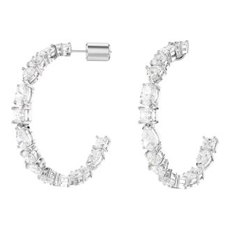 Swarovski Unisex Mesmera Creolen Wit Gerhodineerd 5672834 - unisex - Oorbellen - Grijs - ONE Size - Accessoires