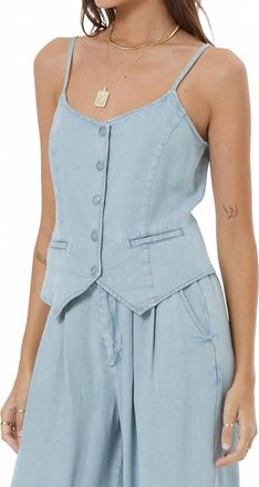 Young Fabulous & Broke Tate Denim Vest In Indigo Pale Blue