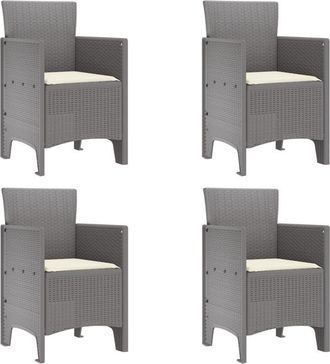 vidaXL Silla De Jard&iacute;n 4 Pcs Gris Claro 53 X 49 X 85 Cm Pp Vidaxl