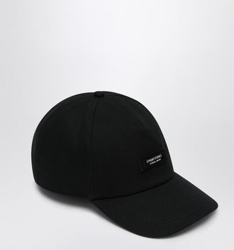 Moncler Black baseball cap with logo patch