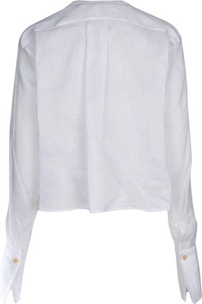 Ermanno Scervino Womens Embroidered Button-Front Shirt White Cotton
