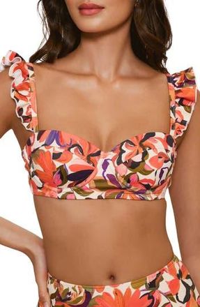 Hutch Ruffle Underwire Bikini Top in Coral Painted Lush Tropical at Nordstrom Rack, Size Medium