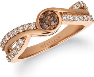 Le Vian Chocolatier Ring Chocolate Diamonds, Vanilla Diamonds set in 14K Strawberry Gold Ring Size 7 R5319DB