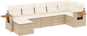 vidaXL Vidaxl - Set Sof&aacute;s De Jard&iacute;n 7 Piezas Y Cojines Rat&aacute;n Sint&eacute;tico Beige