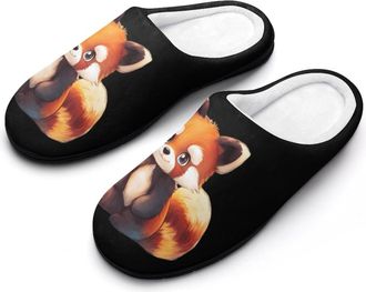 Generic Cute Red Panda Mens House Slippers Memory Foam Washable Cotton Slip on Home Shoes